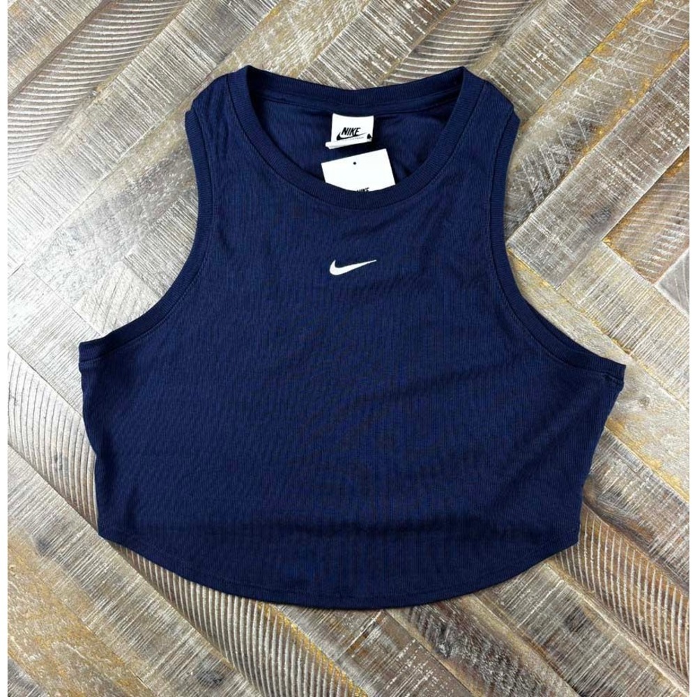 Nike Womens Sportswear Essential Ribbed Crop Tank Top FB8279-411 Size M NWT